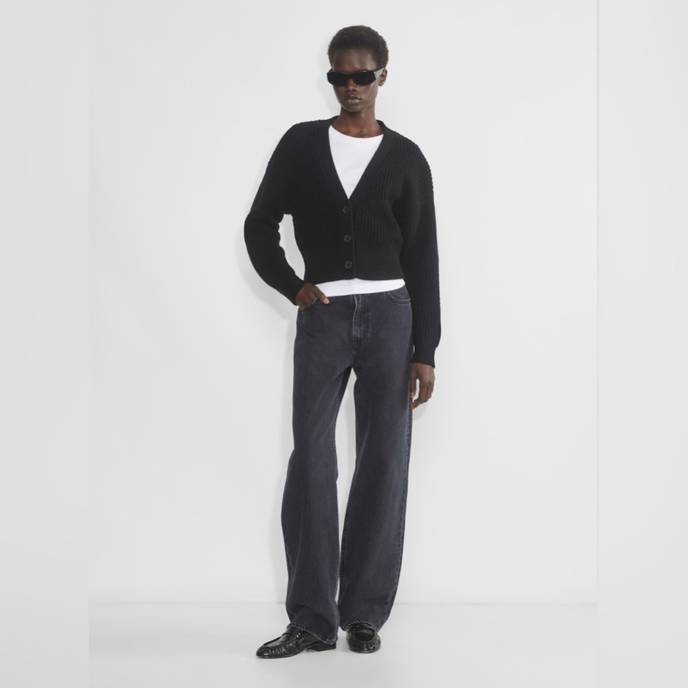 NWT Aritzia Babaton Canberra Merino Wool Cardigan in Black Size Small - Picture 5 of 14